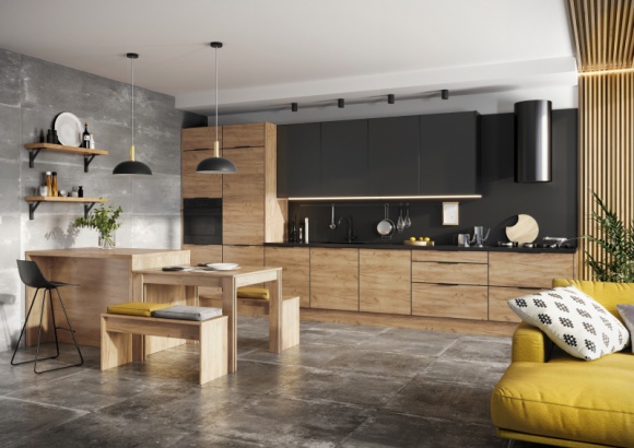 KAMmono Black – system na Złoty Medal MEBLE Polska! Dom, LIFESTYLE - W KAMmono Black kontrastowe obrzeże okala cały front i jest zintegrowane z uchwytem, tworząc zupełnie nową architekturę frontu.