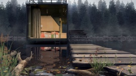 Innowacyjny projekt domku letniskowego na środku jeziora